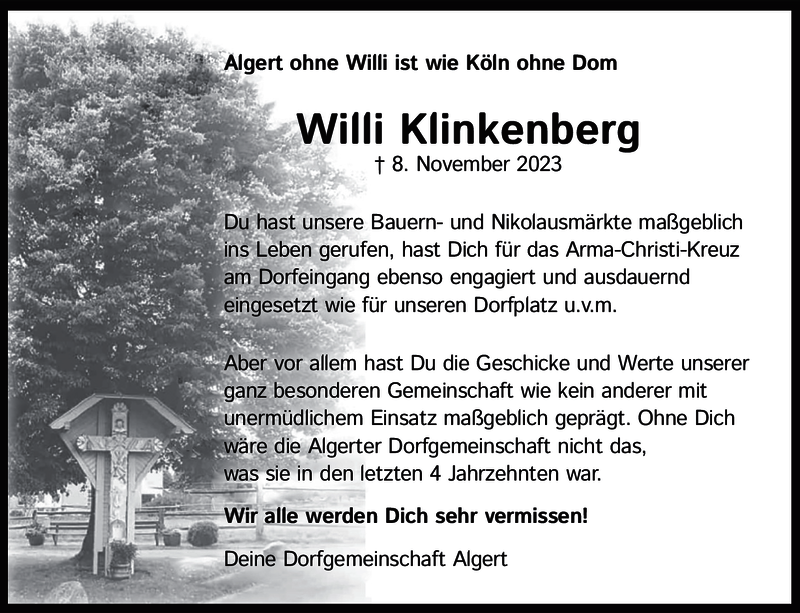 Die Algerter Dorfgemeinschaft trauert um Willi Klinkenberg